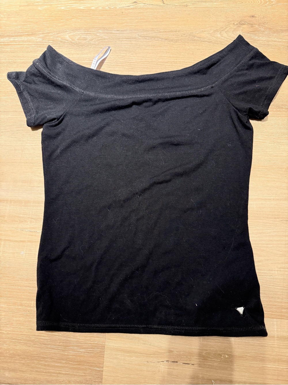 Guess Black Off-Shoulder Crop Top